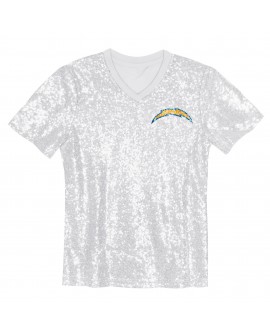 Justin Herbert Los Angeles Chargers Mädchen-Jugend-Pailletten-Modetrikot mit V-Ausschnitt – Puderblau