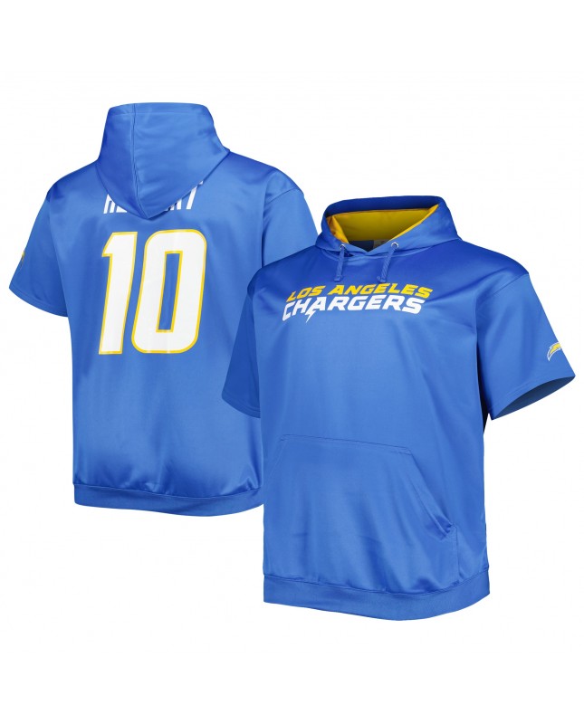 Justin Herbert Los Angeles Chargers Big & Tall Kurzarm-Pullover-Hoodie – Pulverblau