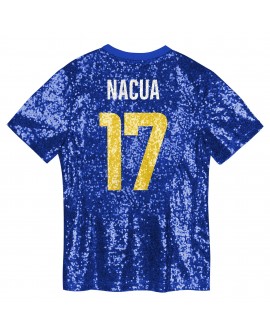 Puka Nacua Los Angeles Rams Mädchen-Jugend-Pailletten-Modetrikot mit V-Ausschnitt – Royalblau