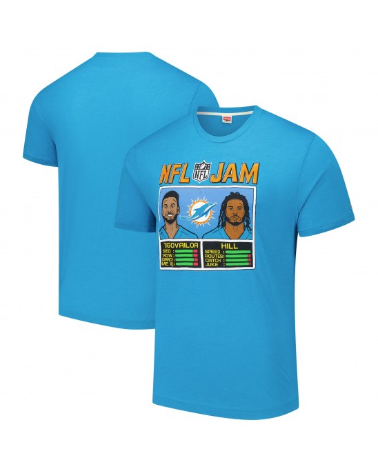 Tua Tagovailoa & Tyreek Hill Miami Dolphins Homage Unisex NFL Jam Tri-Blend T-Shirt – Aqua