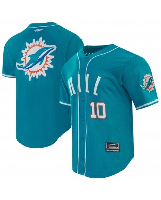 Tyreek Hill Miami Dolphins Pro Standard Mesh Button-Up Baseball-Trikot – Aqua