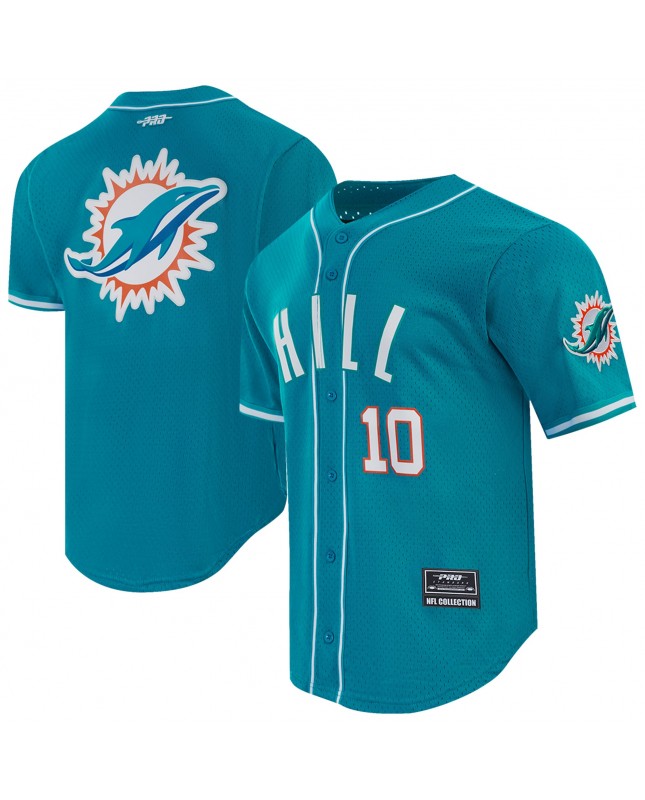 Tyreek Hill Miami Dolphins Pro Standard Mesh Button-Up Baseball-Trikot – Aqua