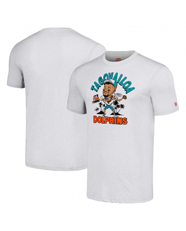 Tua Tagovailoa Miami Dolphins Homage Unisex Cartoon Spieler Tri-Blend T-Shirt – Ash