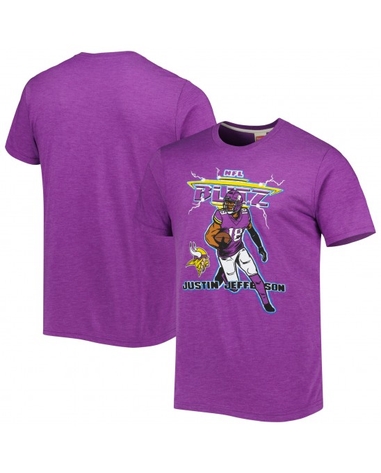 Justin Jefferson Minnesota Vikings Homage Unisex NFL Blitz Spieler Tri-Blend T-Shirt – Heathered Heather Purple