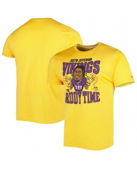 Justin Jefferson Minnesota Vikings Homage Unisex-Caricature-Spieler-Tri-Blend-T-Shirt – Gold