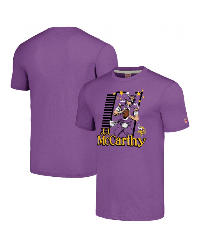 J.J. McCarthy Minnesota Vikings Homage Unisex Cartoon Spieler Tri-Blend T-Shirt – Lila