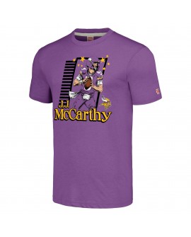 J.J. McCarthy Minnesota Vikings Homage Unisex Cartoon Spieler Tri-Blend T-Shirt – Lila