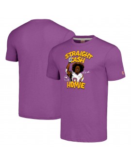 Randy Moss Minnesota Vikings Unisex-Hommage-Karikatur-Tri-Blend-T-Shirt für pensionierte Spieler – meliertes Lila