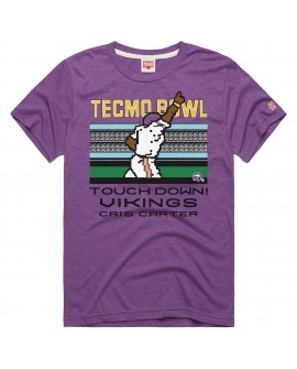 Cris Carter Minnesota Vikings Homage Unisex Tecmo Bowl Retired Spieler Graphic Tri-Blend T-Shirt – Lila