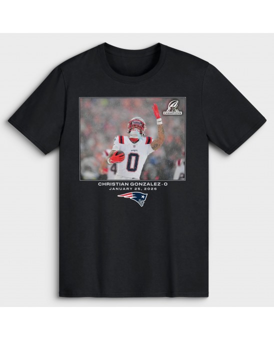 Christian Gonzalez New England Patriots NFL Flash Features T-Shirt – Schwarz