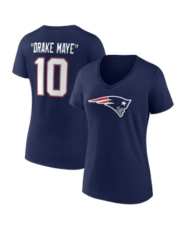 Drake Maye New England Patriots Spitzname-T-Shirt für Damen mit V-Ausschnitt – Marineblau