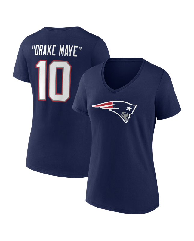 Drake Maye New England Patriots Spitzname-T-Shirt für Damen mit V-Ausschnitt – Marineblau