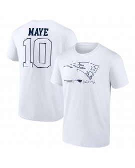 Drake Maye New England Patriots Outline Spieler-T-Shirt – Weiß