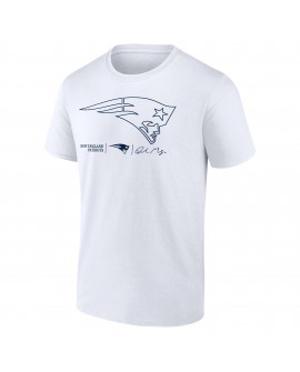 Drake Maye New England Patriots Outline Spieler-T-Shirt – Weiß