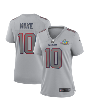 Drake Maye New England Patriots Nike Super Bowl LX Patch Atmosphere Fashion-Spieler Trikot für Damen – Silber