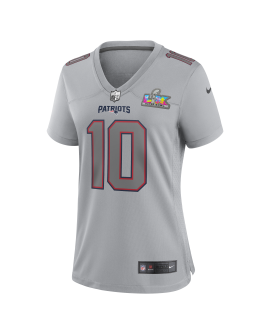 Drake Maye New England Patriots Nike Super Bowl LX Patch Atmosphere Fashion-Spieler Trikot für Damen – Silber