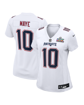 Drake Maye New England Patriots Nike Damen Super Bowl LX Patch Tundra Fashion Trikot – Weiß