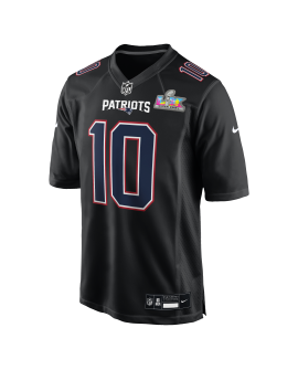 Drake Maye New England Patriots Nike Super Bowl LX Patch Carbon Mode-Spieler Trikot – Schwarz