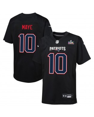 Drake Maye New England Patriots Nike Super Bowl LX Patch Carbon Fashion-Spieler Trikot für Jugendliche – Schwarz