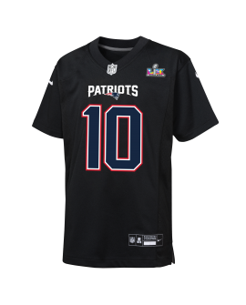 Drake Maye New England Patriots Nike Super Bowl LX Patch Carbon Fashion-Spieler Trikot für Jugendliche – Schwarz