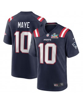 Drake Maye New England Patriots Nike Super Bowl LX Patch-Spieler Trikot – Marineblau