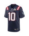 Drake Maye New England Patriots Nike Super Bowl LX Patch-Spieler Trikot – Marineblau