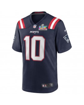 Drake Maye New England Patriots Nike Super Bowl LX Patch-Spieler Trikot – Marineblau