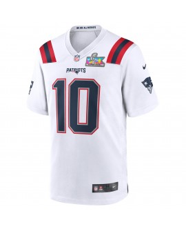 Drake Maye New England Patriots Nike Super Bowl LX Patch Spieler Trikot – Weiß