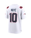 Drake Maye New England Patriots Nike Super Bowl LX Patch Spieler Trikot – Weiß