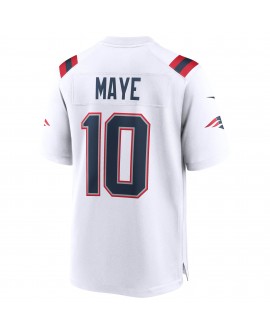 Drake Maye New England Patriots Nike Super Bowl LX Patch Spieler Trikot – Weiß