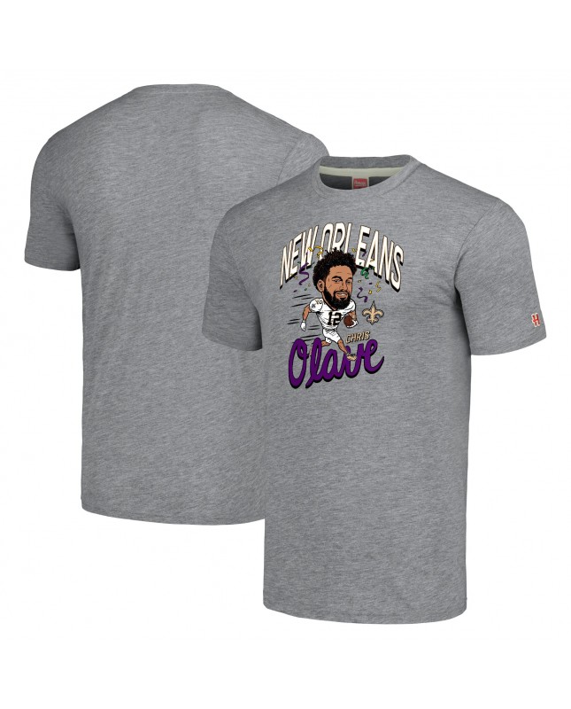 Chris Olave New Orleans Saints Homage Unisex-Caricature-Spieler-Tri-Blend-T-Shirt – Grau