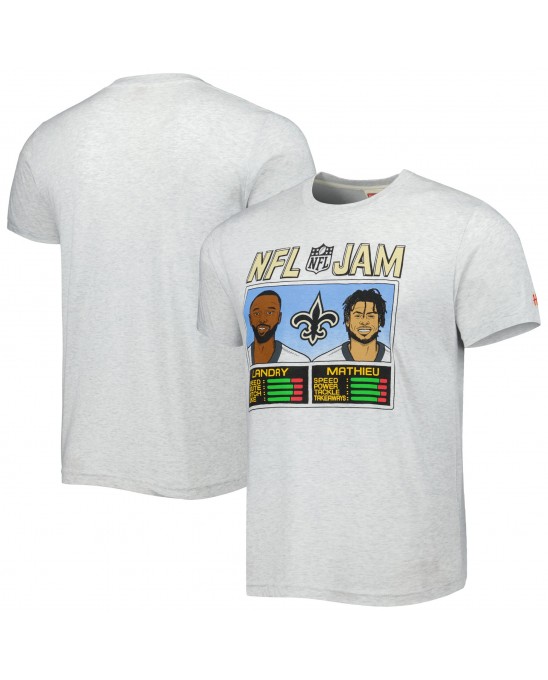 Jarvis Landry & Tyrann Mathieu New Orleans Saints Hommage Unisex NFL Jam Tri-Blend T-Shirt – Heather Grey