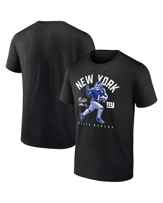 Malik Nabers New York Giants T-Shirt mit steifem Arm – Schwarz