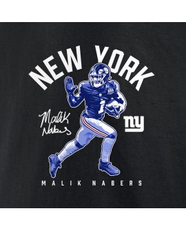 Malik Nabers New York Giants T-Shirt mit steifem Arm – Schwarz