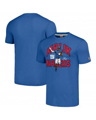 Malik Nabers New York Giants Homage Unisex-Caricature-Spieler-Tri-Blend-T-Shirt – Royalblau