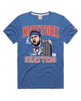 Cam Skattebo New York Giants Hommage Unisex-Tri-Blend-T-Shirt mit Karikaturspieler-Grafik – Royalblau