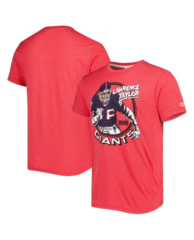 Lawrence Taylor New York Giants Homage Unisex-Karikatur-Tri-Blend-T-Shirt für pensionierte Spieler – Rot