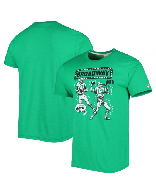 Joe Namath New York Jets Hommage Unisex Unisex Cartoon Retired Spieler Tri-Blend T-Shirt – Heather Green