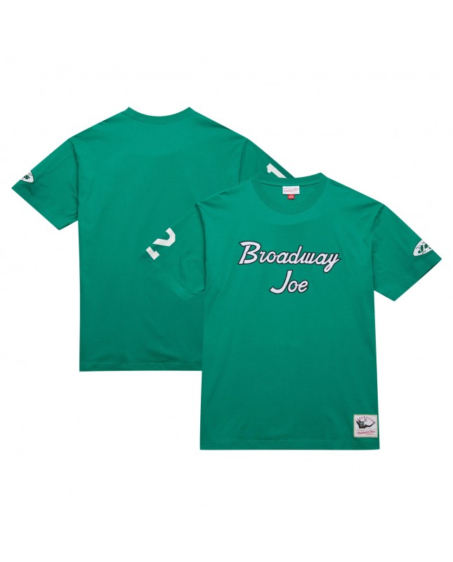 Joe Namath New York Jets Mitchell & Ness Spieler-Spitznamen-T-Shirt im Ruhestand – Kelly Green