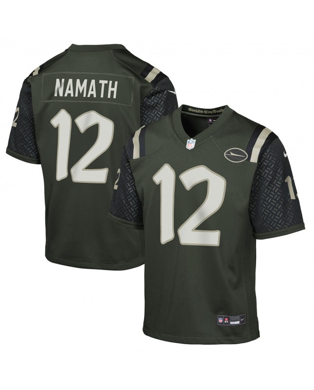 Joe Namath New York Jets Nike Youth 2025 Rivalries Collection Spieler Trikot für ausgeschiedene Spieler – Gotham Green