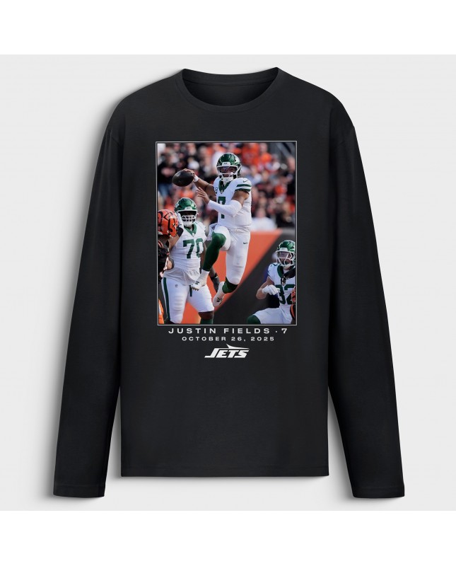 Justin Fields New York Jets NFL Flash Features Week 8 Langarm-T-Shirt – Schwarz