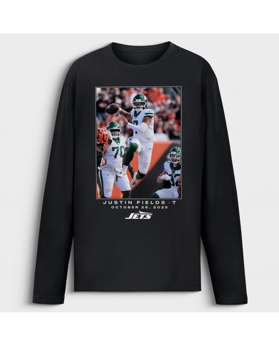 Justin Fields New York Jets NFL Flash Features Week 8 Langarm-T-Shirt – Schwarz