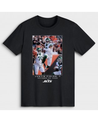 Justin Fields New York Jets NFL Flash Features Week 8 T-Shirt – Schwarz