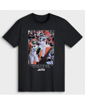 Justin Fields New York Jets NFL Flash Features Week 8 T-Shirt – Schwarz