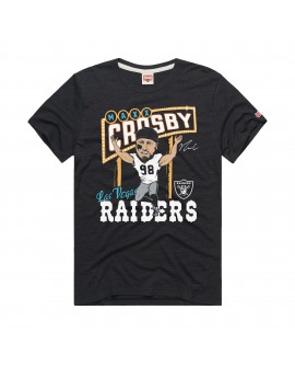 Maxx Crosby Las Vegas Raiders Hommage Unisex-Tri-Blend-T-Shirt mit Karikaturspielergrafik – Anthrazit