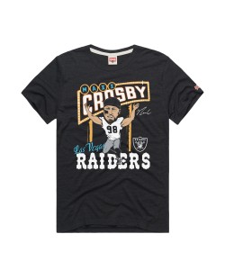 Maxx Crosby Las Vegas Raiders Hommage Unisex-Tri-Blend-T-Shirt mit Karikaturspielergrafik – Anthrazit