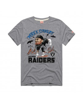 Maxx Crosby Las Vegas Raiders Hommage Unisex-Tri-Blend-T-Shirt mit Karikaturspielergrafik – Silber
