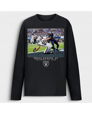 Brock Bowers Las Vegas Raiders NFL Flash Features Week 13 Langarm-T-Shirt – Schwarz