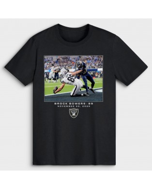 Brock Bowers Las Vegas Raiders NFL Flash Features Week 13 T-Shirt – Schwarz