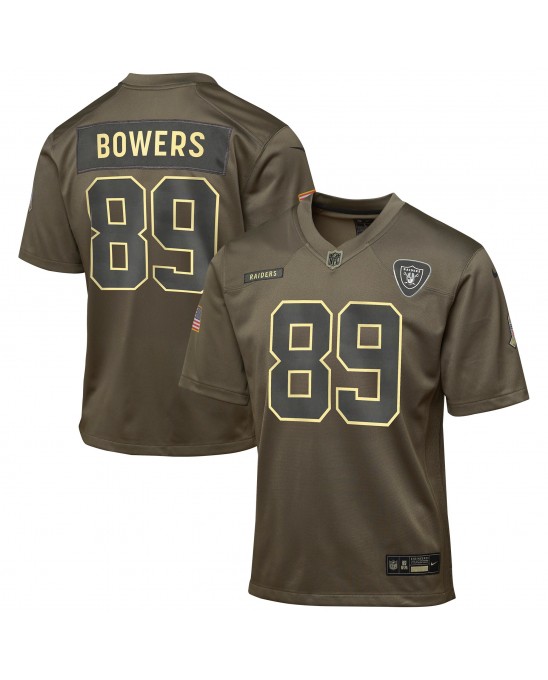 Brock Bowers Las Vegas Raiders Nike Jugend 2025 Salute to Service Spieler Trikot – Olivgrün